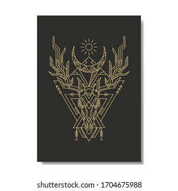 Geometry Line Skull Deer For Merchandise or other apparel