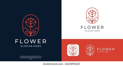 geometry line style logo flower minimalist concept.