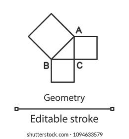 Geometry linear icon. Geometric figures. Thin line illustration. Mathematics. Squares. Contour symbol. Vector isolated outline drawing. Editable stroke