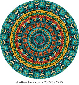 Geometry Mandala with a Blend of Warm and Cool Tones