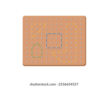 Geometry math board nails with rubber. geoboard the game