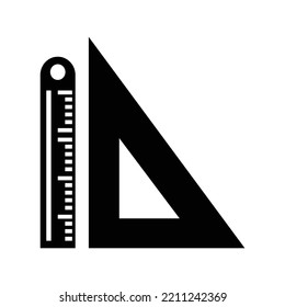 Geometry maths protractor ruler icon | Black Vector illustration |
