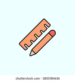 geometry, measuring ruler color vector icon, vector illustration