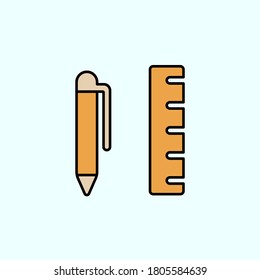 geometry, measuring ruler color vector icon, vector illustration