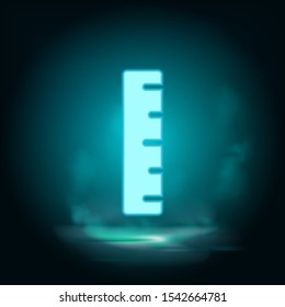 Geometry, measuring ruler neon icon - Vector. Blue neon illustration. Geometry, measuring ruler neon icon - Vector. Infographic concept vector illustration