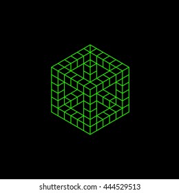 geometry minimal logo concept, cube vector logo template