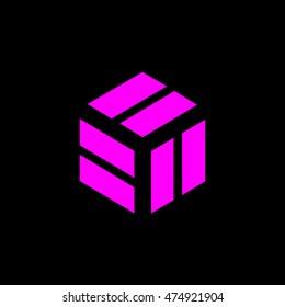 geometry minimal logo concept, magenta vector icon template