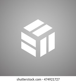 geometry minimal logo concept, white vector icon template