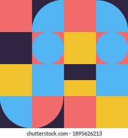 Afiche de arte minimalista geométrico de forma sencilla. Resumen de diseño de patrones vectoriales al estilo escandinavo. Adecuado para banner web, presentación de negocios, paquete de marca, impresión de tela, etc