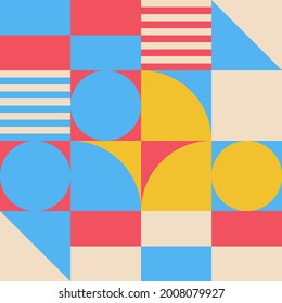 Afiche de arte minimalista geométrico de forma sencilla. Resumen de diseño de patrones vectoriales al estilo escandinavo. Adecuado para banner web, presentación de negocios, paquete de marca, impresión de tela, etc