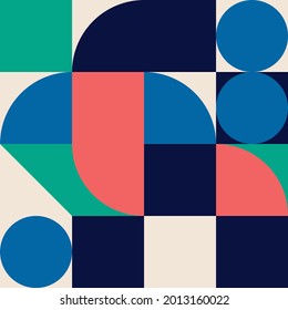 Afiche de arte minimalista geométrico de forma sencilla. Resumen de diseño de patrones vectoriales al estilo escandinavo. Adecuado para banner web, presentación de negocios, paquete de marca, impresión de tela, etc