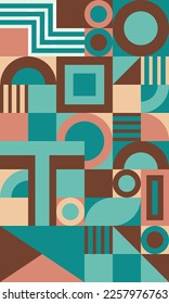 Geometry minimalist artwork poster with simple shape. Abstract vector pattern design in Scandinavian style.Suitable for for web banner, business presentation, branding package, fabric print,etc