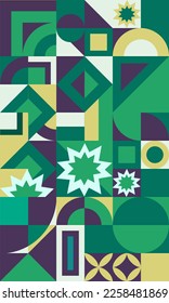 Afiche de arte minimalista geométrico de forma sencilla. Resumen de diseño de patrones vectoriales al estilo escandinavo.Adecuado para banner web, presentación de negocios, paquete de marca, impresión de tela, etc