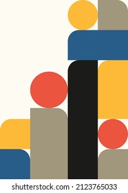 Geometry minimalist poster with simple shapes and figures. Abstract vector design for web banner, social media posts, posters. Vector retro design poster. 
