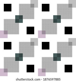 Geometry minimalist seamless pattern artwork poster with simple squares shape. Abstract Scandinavian style vector design for web banner, business presentation, company package, print fabric, wallpaper
