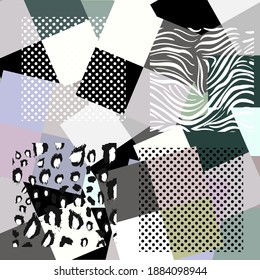 Geometry minimalist seamless pattern artwork poster with simple squares shape. Abstract Scandinavian style vector design for web banner, business presentation, company package, print fabric, wallpaper