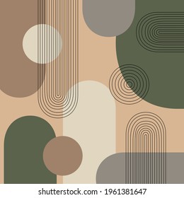 Geometry is a minimalistic art poster with simple shapes, stripes and shapes. Abstract vector design template in scandinavian style for branding, web banner, business, fashion, print on fabric