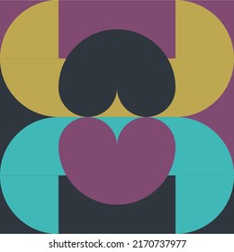 Afiche de arte minimalista geométrico con forma y figura simples. Plantilla de diseño de vector abstracto en estilo escandinavo para banner web, presentación de negocios, identidad corporativa, impresión de tela, papel tapiz