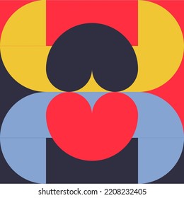Geometry minimalistic art poster with simple shape and figure. Abstract vector design template in scandinavian style for web banner, business presentation, corporate identity, fabric print, wallpaper
