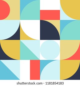 Geometry minimalistic artwork poster with simple shapes and figures. Abstract vector pattern design in Scandinavian style for branding, web banner, business, fashion, prints on fabric, wallpaper.