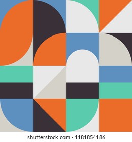 Poster de arte minimalista de geometria com formas e figuras simples. Design abstrato de padrão vetorial em estilo escandinavo para branding, banner web, negócios, moda, impressões em tecido, papel de parede.