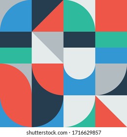 Geometry minimalistic artwork poster with simple shapes and figures. Abstract vector pattern design in Scandinavian style for branding, web banner, business, fashion, prints on fabric, wallpaper.