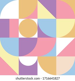 Geometry minimalistic artwork poster with simple shapes and figures. Abstract vector pattern design in Scandinavian style for branding, web banner, business presentation, prints on fabric, wallpaper.