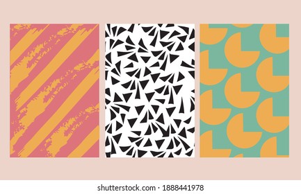 Geometry minimalistic artwork poster with simple shape and figure. Abstract vector pattern design in Scandinavian style for web banner, business presentation, branding package, fabric print, wallpaper