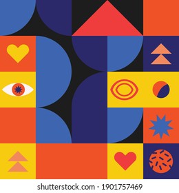 Geometry minimalistisches Kunstwerk Poster mit einfacher Form und Figur. Abstraktes Vektordesign im skandinavischen Stil für Web-Banner, Geschäftspräsentation, Bildschirmhintergrund