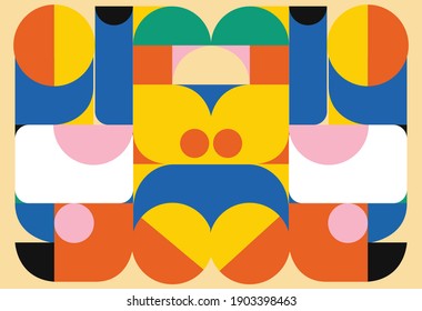 Geometry minimalistic artwork poster with simple shape. Abstract vector pattern design in Scandinavian style for web banner, business presentation, branding package, fabric print, wallpaper