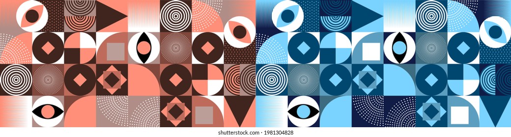 Geometry minimalistic artwork poster with simple shape and figure. Abstract vector pattern design in Scandinavian style for web banner, business presentation, branding package, fabric print, wallpaper