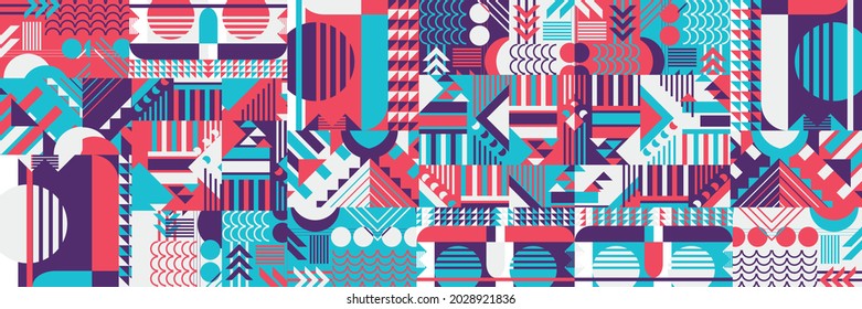 Afiche de arte minimalista geométrico con forma y figura simple. Resumen de diseño de patrones vectoriales en estilo escandinavo para banner web, presentación de negocios, paquete de marca, impresión de tela, papel tapiz