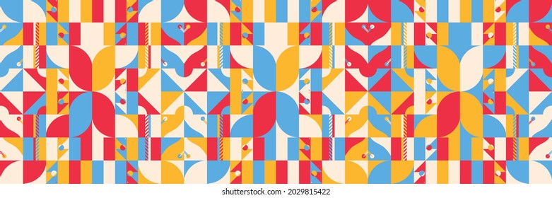 Geometry minimalistic artwork poster with simple shape and figure. Abstract vector pattern design in Scandinavian style for web banner, business presentation, branding package, fabric print, wallpaper