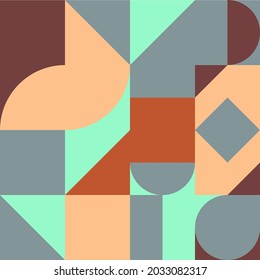 Afiche de arte minimalista geométrico con forma y figura simple. Resumen de diseño de patrones vectoriales en estilo escandinavo para banner web, presentación de negocios, paquete de marca, impresión de tela, papel tapiz