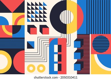 Geometry minimalistic artwork poster with simple shape and figure. Abstract vector pattern design in Scandinavian style for web banner, business presentation, branding package, fabric print, wallpaper