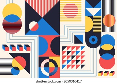 Geometry minimalistic artwork poster with simple shape and figure. Abstract vector pattern design in Scandinavian style for web banner, business presentation, branding package, fabric print, wallpaper