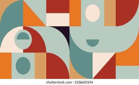 Geometry minimalistic artwork poster with simple shapes and figures. Abstract vector pattern design in Scandinavian style for branding, web banner, business presentation, prints on fabric, wallpaper.