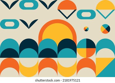Geometry minimalistic artwork poster with simple shape and figure. Abstract vector pattern design in Scandinavian style. Beach theme