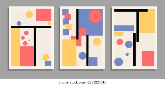 Afiche de arte minimalista geométrico con forma y figura simple. Resumen de diseño de patrones vectoriales para banner web, paquete de marca, impresión de tela, papel pintado, decoración de pared