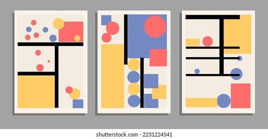 Geometry minimalistic artwork poster with simple shape and figure. Abstract vector pattern design for web banner, branding package, fabric print, wallpaper, wall decor