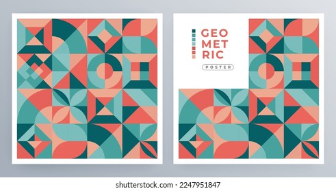 Geometry minimalistic artwork poster with simple shape and figure. Abstract vector pattern design for web banner, business presentation, branding package, fabric print, wallpaper