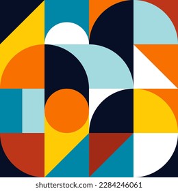 Afiche de arte minimalista geométrico con forma y figura simple. Resumen de diseño de patrones vectoriales en estilo escandinavo para banner web, presentación de negocios, paquete de marca, impresión de tela, papel tapiz