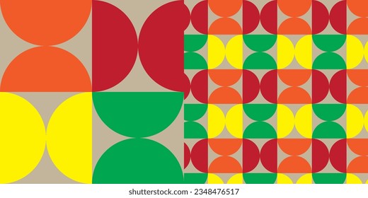 Afiche de arte minimalista geométrico con forma y figura simple. Resumen de diseño de patrones vectoriales en estilo escandinavo para banner web, presentación de negocios, paquete de marca, impresión de tela, papel tapiz