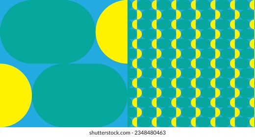 Afiche de arte minimalista geométrico con forma y figura simple. Resumen de diseño de patrones vectoriales en estilo escandinavo para banner web, presentación de negocios, paquete de marca, impresión de tela, papel tapiz