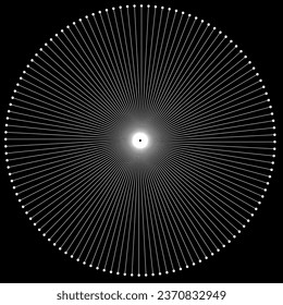 Geometry minimalistic black and white circle background. Corporate line pattern. Round rays center in black. Vector illustration