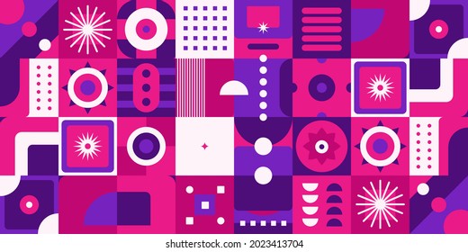 Geometry minimalistic mural artwork background with simple shape and figure. Abstract mosaic pattern design in Scandinavian style. Vector illustration