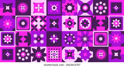 Geometry minimalistic mural artwork background with simple shape and figure. Abstract mosaic pattern design in Scandinavian style. Vector illustration
