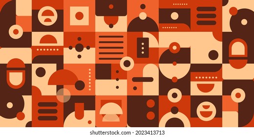 Geometría de fondo mural minimalista con forma y figura simples. Resumen del diseño de patrones de mosaico al estilo escandinavo. Ilustración del vector