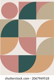 Geometry minimalistic poster with simple shapes of the circle. Abstract vector minimal design in Scandinavian style for banner, business presentation, branding package, fabric print, or wallpaper