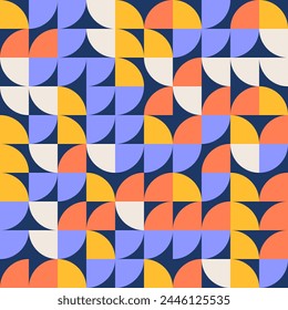 Geometry minimalistic poster with simple shapes and figures. Abstract seamless pattern design in Scandinavian style. Groovy Flat vector illustration.